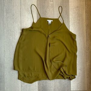 Chiffon Olive Green Tank Top